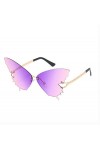 N A Lunettes de Soleil Papillon Mode pour Femmes Lunettes à Monture Métallique Vintage Protection UV Mauve rose + Bleu Gris 