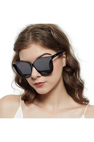 LVIOE Lunettes de Soleil Polarisées œil de Chat pour Femme, Protection UV 400-élégantes/Surdimensionnées Lunette de Soleil N