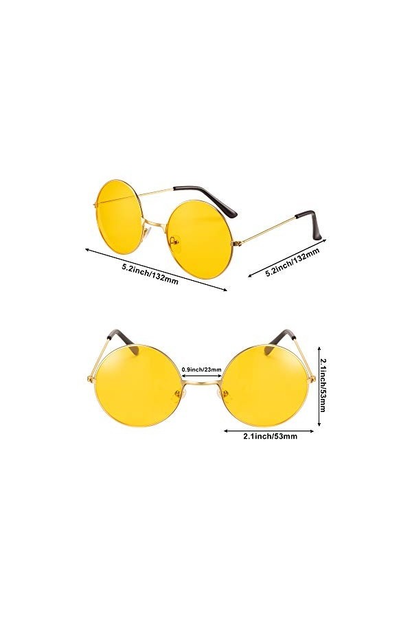 Blulu 12 Paires Lunettes de Soleil Rondes Lunettes de Soleil Rétro des Années 60 à Lentilles Teintées Lunettes de Soleil Hipp