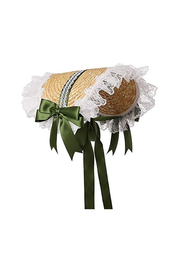 COSDREAMER Chapeau de Soleil Style Victorien avec nœuds en Paille Rouge … Bleu 