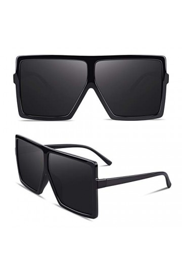 GQUEEN Lunettes de Soleil Femme Surdimensionnées UV400 à la Mode et Lunette de Soleil Classique Grand Cadre