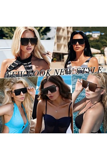 GQUEEN Lunettes de Soleil Femme Surdimensionnées UV400 à la Mode et Lunette de Soleil Classique Grand Cadre