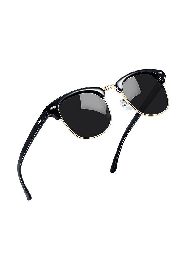 Joopin Polarisées Lunettes de Soleil Homme Demi-Cerclée et Lunette de Soleil Vintage et Classique pour Femme Demi Monture UV4
