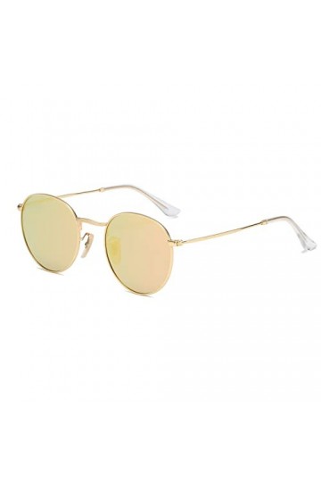 Dollger Petites Lunettes de soleil polarisées Femmes Rétro Forme ronde Verres Carrés Design Élégant Métal UV 400 Hommes Lunet