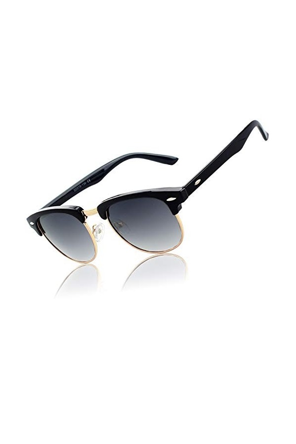 CGID Lunettes de Soleil Homme Polarisées UV400 Classique Rétro Métal Demi Monture Lunettes