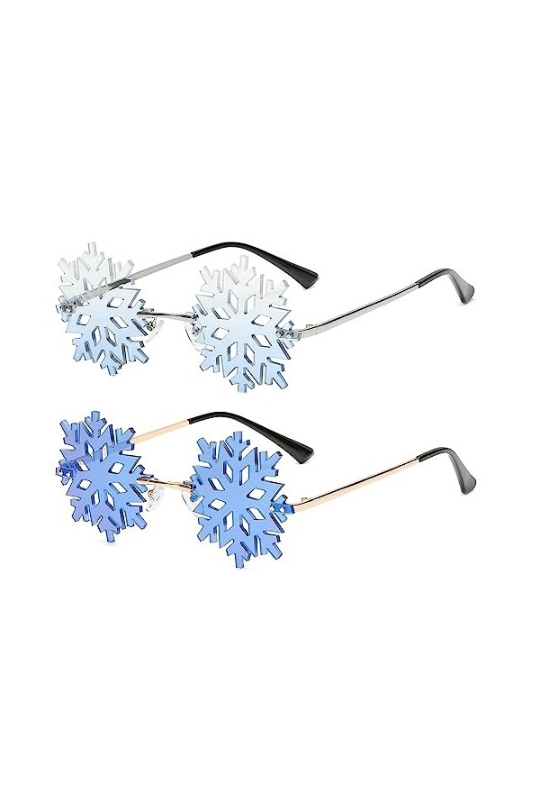 YAMEIZE Lunettes de Soleil Sans Monture en Forme - de Flocon de Neige pour Femmes Hommes Nouveauté Party Unique Snowflake Pet