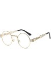 Dollger Lunettes de soleil rondes Steampunk Lunettes hippie Monture en métal Lentille 100% anti-UV