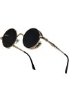 XFentech Steampunk Lunettes de Soleil - Rétro Couleur Polarisées Lentilles Ronde Lunettes de Soleil avec Protection UV400 pou