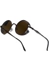 XFentech Steampunk Lunettes de Soleil - Rétro Couleur Polarisées Lentilles Ronde Lunettes de Soleil avec Protection UV400 pou