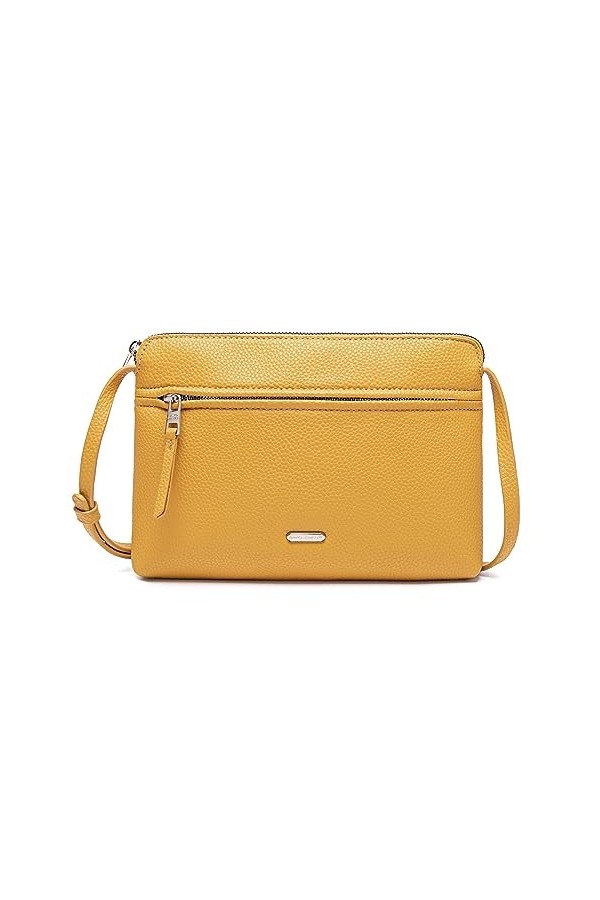 David Jones - Sac Bandoulière Femme - Sacoche Plate Petit Sac à Main Porté Epaule Simili Cuir PU - Besace Pochette Ville Clas