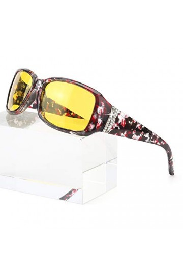 Enafad Lunettes de vision nocturne pour femmes pour la conduite de nuit, verres polarisés HD-Vision anti-reflets Monture flo