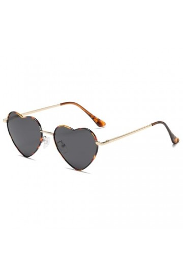 JCTAIFOO Lunettes de soleil polarisées en forme de cœur pour femme - Style vintage - Forme damour - Cadre en métal doré - Po
