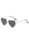 JCTAIFOO Lunettes de soleil polarisées en forme de cœur pour femme - Style vintage - Forme damour - Cadre en métal doré - Po