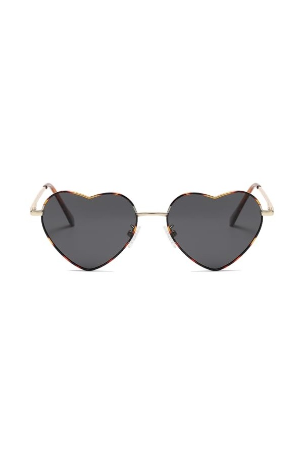 JCTAIFOO Lunettes de soleil polarisées en forme de cœur pour femme - Style vintage - Forme damour - Cadre en métal doré - Po