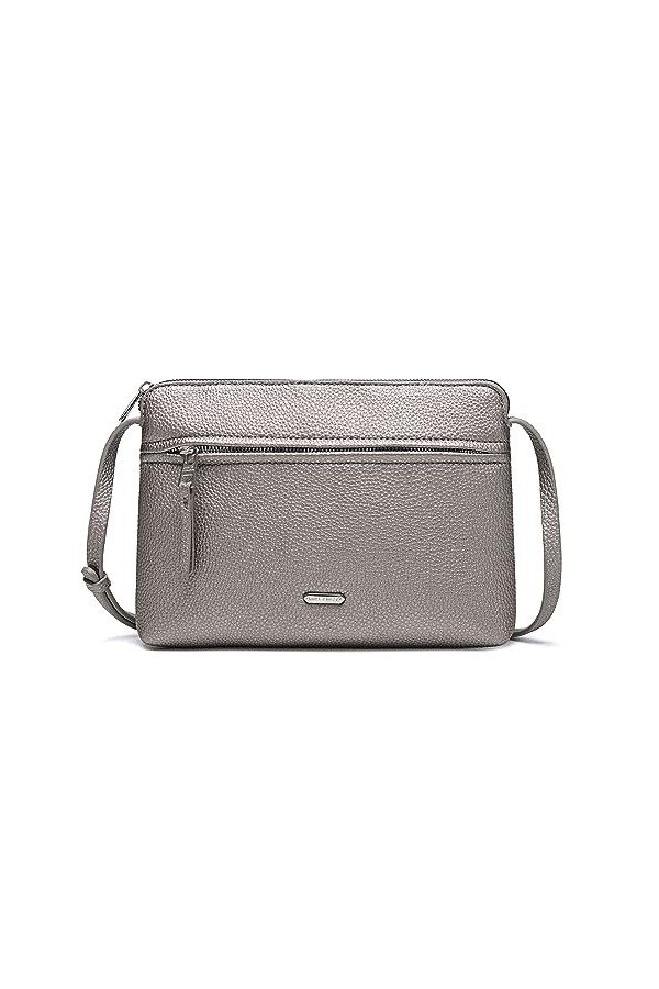 David Jones - Sac Bandoulière Femme - Sacoche Plate Petit Sac à Main Porté Epaule Simili Cuir PU - Besace Pochette Ville Clas