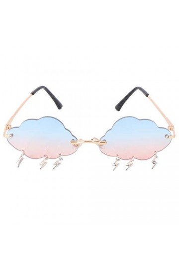 VALICLUD Lunettes de soleil pour femme, lunettes de soleil sans monture en forme de nuage, avec charms en forme de éclair, mo