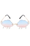 VALICLUD Lunettes de soleil pour femme, lunettes de soleil sans monture en forme de nuage, avec charms en forme de éclair, mo