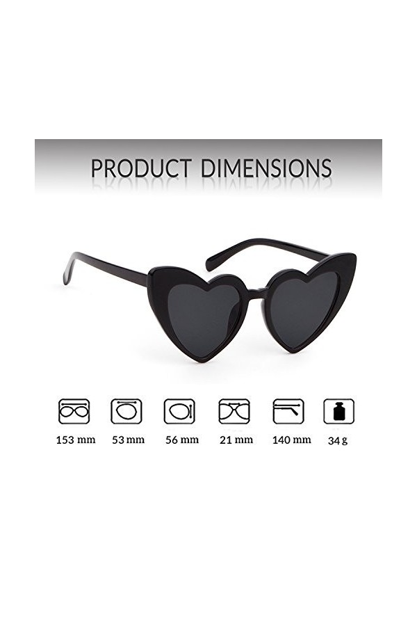 ADEWU Lunettes de soleil en forme de cœur pour mariage style rétro unisexe protection UV lunettes de fête mode féminine