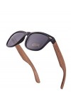 Kakacoo Lunettes de soleil polarisées en bois pour homme et femme - Protection UV 400 - Noir - Noir , Medium