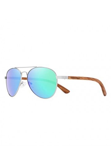 GREENTREEN lunettes de soleil homme et femme，lunettes de soleil bois avec Métal + Jambes en bois, objectif UV400 polarisé