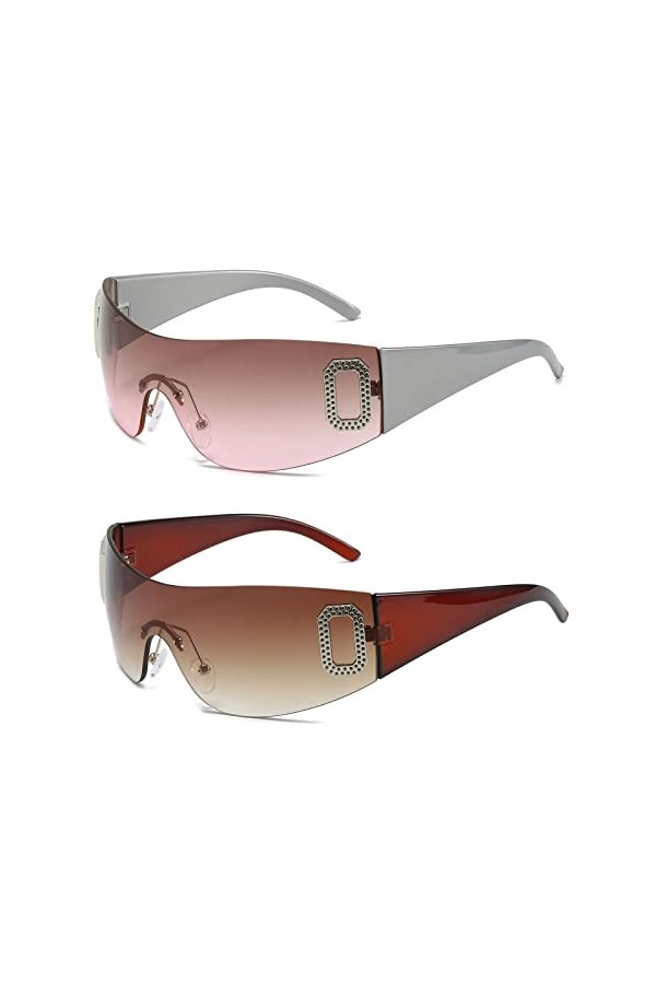 YAMEIZE Mode Y2K Wraparound Cycling Lunettes de Soleil - pour les Femmes Hommes Mode Oversized Wrap Around Lunettes de Sport 