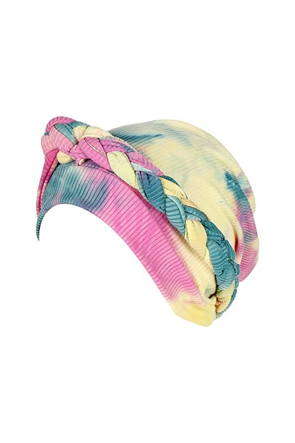 AIEOE Bonnet Turban pour Femme Mode Souple Tresse Pré-Noué Casquette de Perte de Cheveux Multicolore