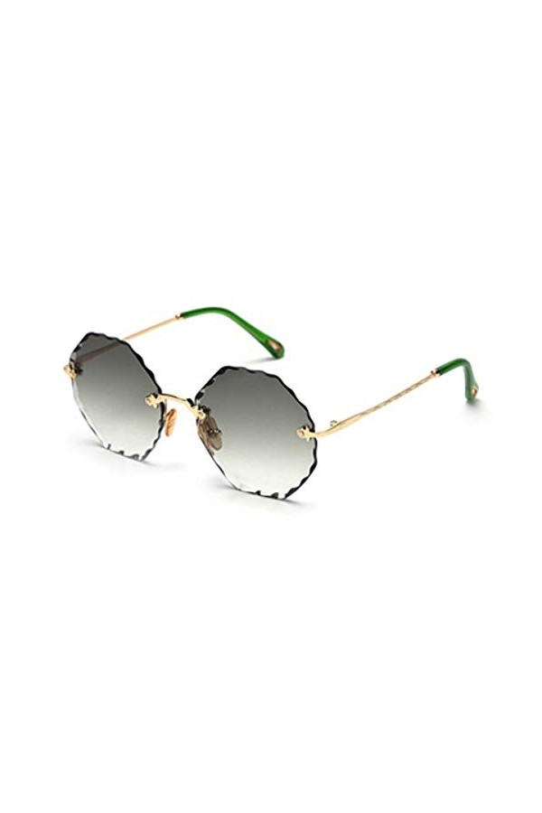 TYJYTM Femmes Dames Lunettes De Soleil Sans Monture Style Estival Polygonal Rond Lunettes De Soleil Octogonales Vert Marron R