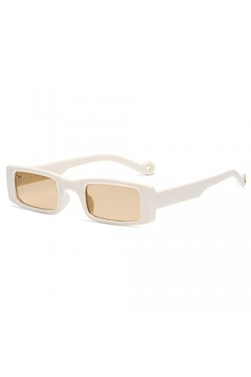 HPIRME Lunettes de soleil vintage femmes rétro rectangle lunettes de soleil femme lunettes carrées colorées, thé à la crème, 