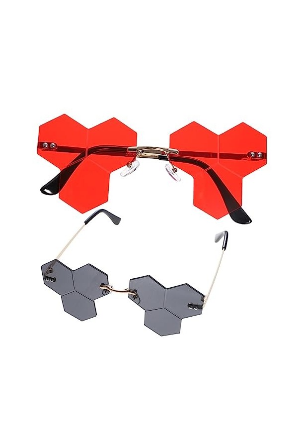 Gadpiparty 2 Pièces Lunettes De Soleil Femme Lunettes De Festival Verres Géométriques Décoratifs Lunettes De Soleil Drôles De