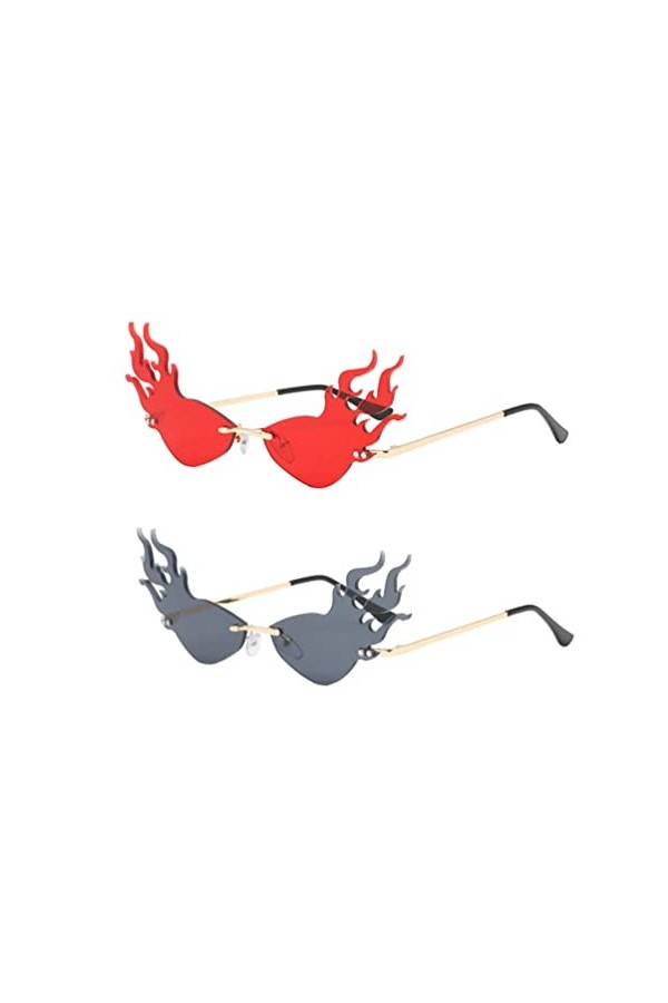 ibasenice 2 Pièces Des Lunettes Feu Lunettes De Mode Pour Femmes Lunettes De Soleil Drôles Lunettes De Soleil En Forme De Fla