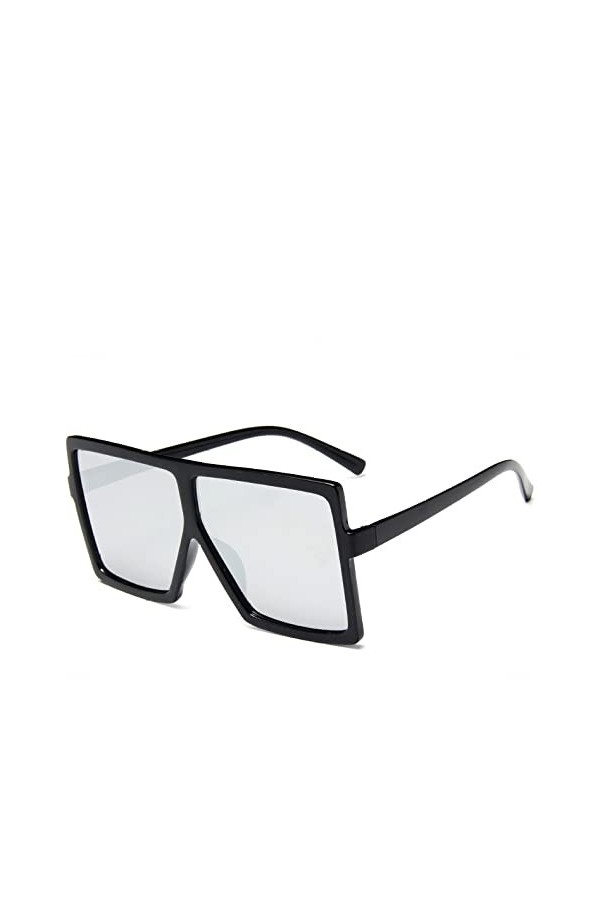 Lunettes de soleil carrées femmes surdimensionnées et luxueuses mode luxe personnalité dégradé léopard UV400, argent, Chine