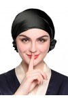 LilySilk Bonnet de Nuit Soie de Mûrier pour Femme Bonnet de Sommeil Chapeau Soin des Cheveux Noir