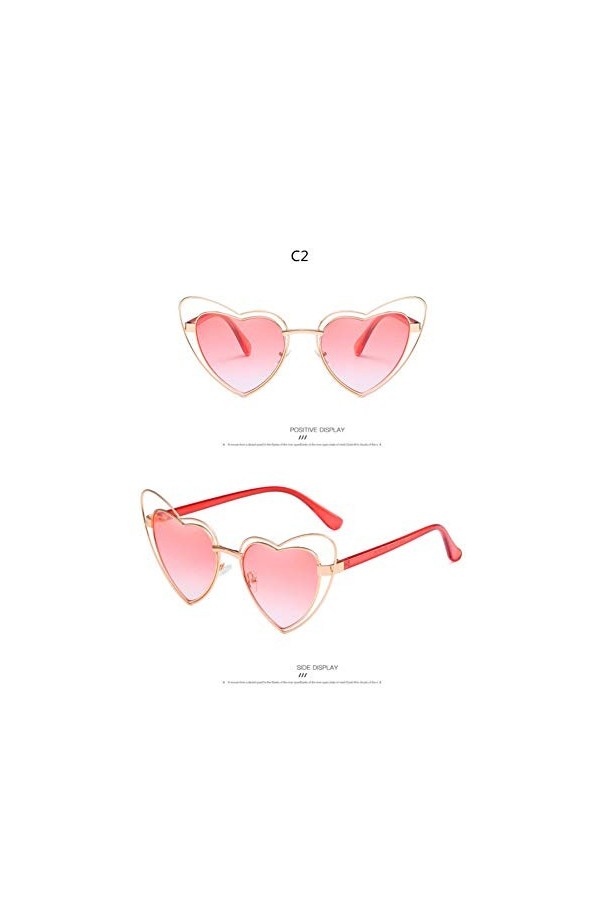 TYJYTM Lunettes de soleil Cat Eye Personnalité Coeur Lunettes de soleil Haute Qualité Femmes Transparent Océan Lunettes Lunet