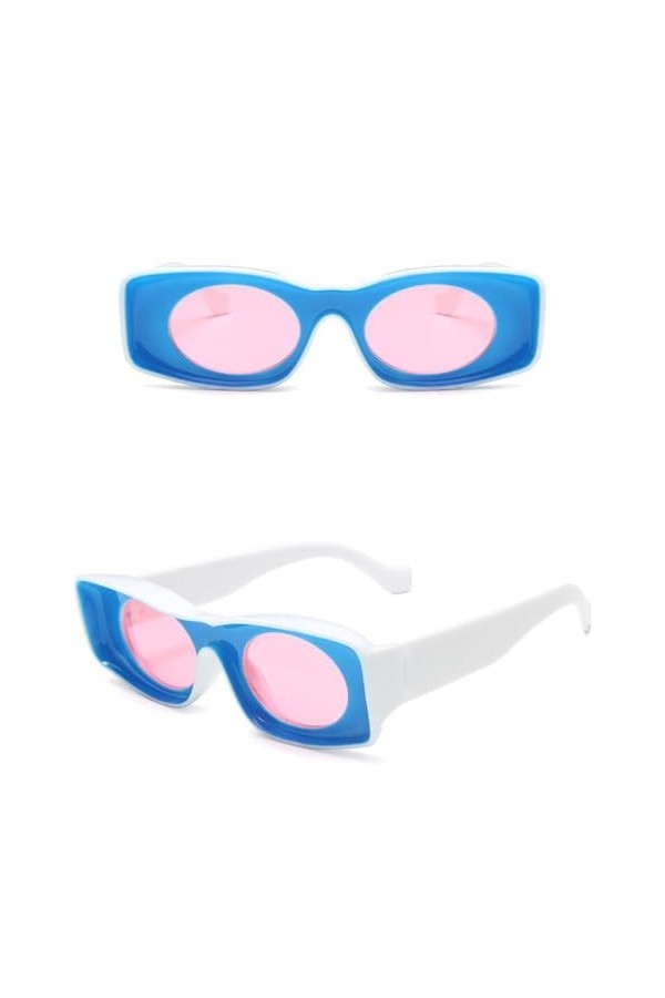 MUTYNE Lunettes de soleil carrées multicolores femme mode rétro dégradé lunettes de soleil bleu jaune grand cadre lunettes vi