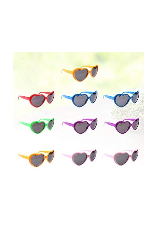 VALICLUD 10pcs Mode Femmes Lunettes de Soleil en Forme de Coeur Parti Lunettes Coeur Lunettes Lunettes Accessoires pour Adult