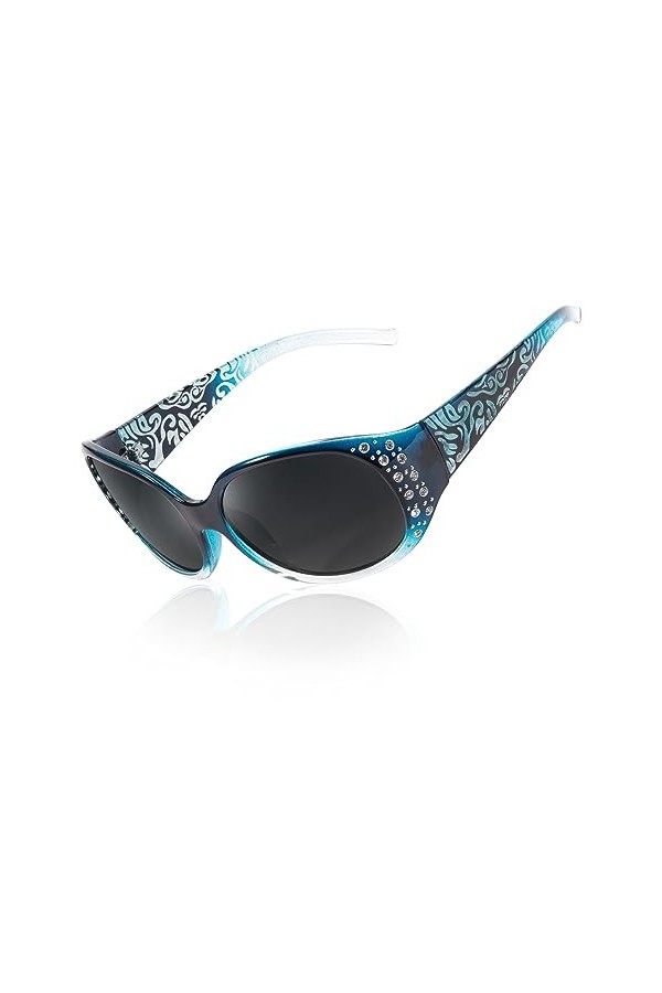 SIPHEW Lunettes de soleil polarisées pour femme - Lunettes classiques surdimensionnées avec protection UV 400, bleu
