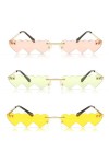 Flanacom Lot de 3 lunettes de soleil pour homme et femme, cœurs, Taille unique