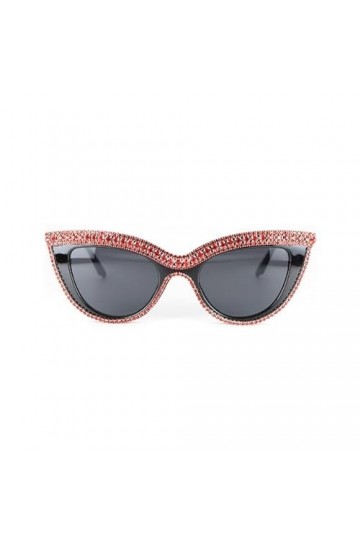 YEAG Lunettes de soleil œil de chat Bling Bling pour femme avec bordure en strass, protection UV400, Rouge, other