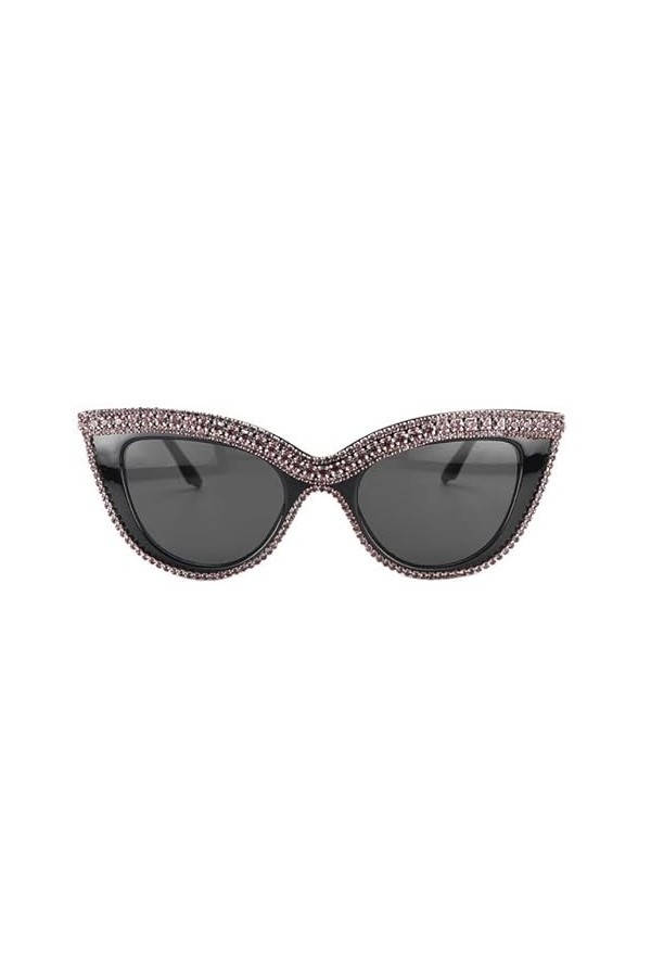 YEAG Lunettes de soleil œil de chat Bling Bling pour femme avec bordure en strass, protection UV400, Rouge, other