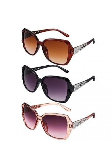 Lot de 3 grandes lunettes de soleil vintage tendance pour femme