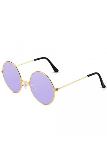 PROUSKY Lunettes de soleil rondes hippie rétro avec monture or rose - Couleur bonbon - Lunettes vintage - Pour adolescentes e