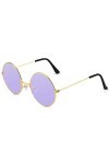 PROUSKY Lunettes de soleil rondes hippie rétro avec monture or rose - Couleur bonbon - Lunettes vintage - Pour adolescentes e