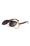 YUANCHENG Square Personality Flip Up Double Lunettes Unisexe UV400 Fleur-Noir