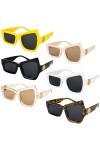 HIULLEN Lot de 6 paires de lunettes de soleil asymétriques - Pour femme et homme - Style hippie irrégulières - Multicolores -
