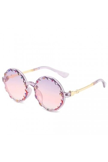 MUTYNE Lunettes de Soleil Rondes Vintage en Strass Rétro Jaune Noir Nuances Diamant Lunettes Cadeau UV400, Or Violet, Taille 