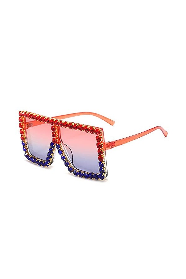 Lunette De Soleil Homme Femme Lunettes De Soleil Carrées Surdimensionnées pour Femmes Lunettes De Soleil en Strass Lunettes p