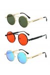 DSAI Lunettes de soleil rétro rondes en métal style punk pour homme Y2K Cyberpunk pour femme Lunettes de soleil tendance Noir