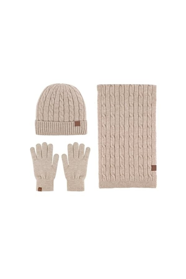 Ensemble Bonnet, Écharpe Et Gants En Tricot 3 Pièces – Ensemble DHiver Froid, Écharpe Ronde Chaude, Chapeau Tricoté Doux Pou