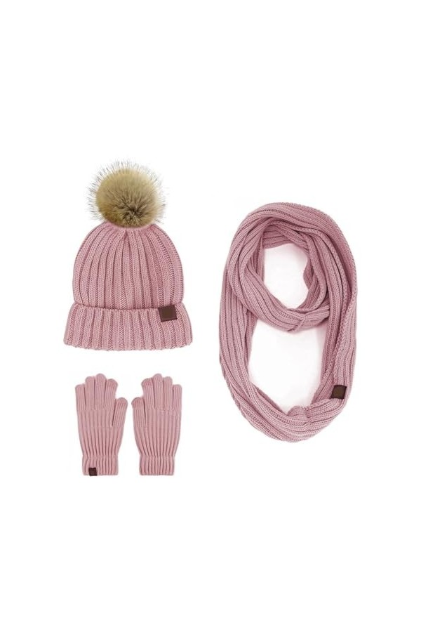 Ensemble De Gants Et Écharpe Pour Femme – Bonnet Tricoté DHiver Et Gants Longs Pour Écran Tactile, Chapeau Chaud Et Extensib