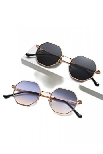 DSAI Lunettes de soleil carrées pour femme - Design vintage - Petite monture - Lunettes rondes polygonales - Couleurs bonbon 